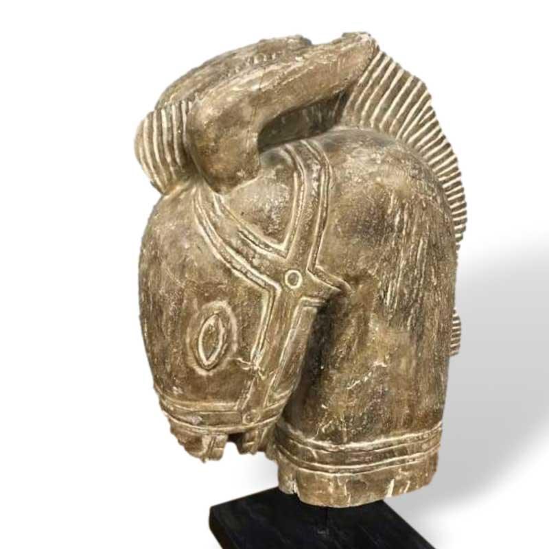 Carved Wooden Horse Head Decor - Rustic Furniture Outlet