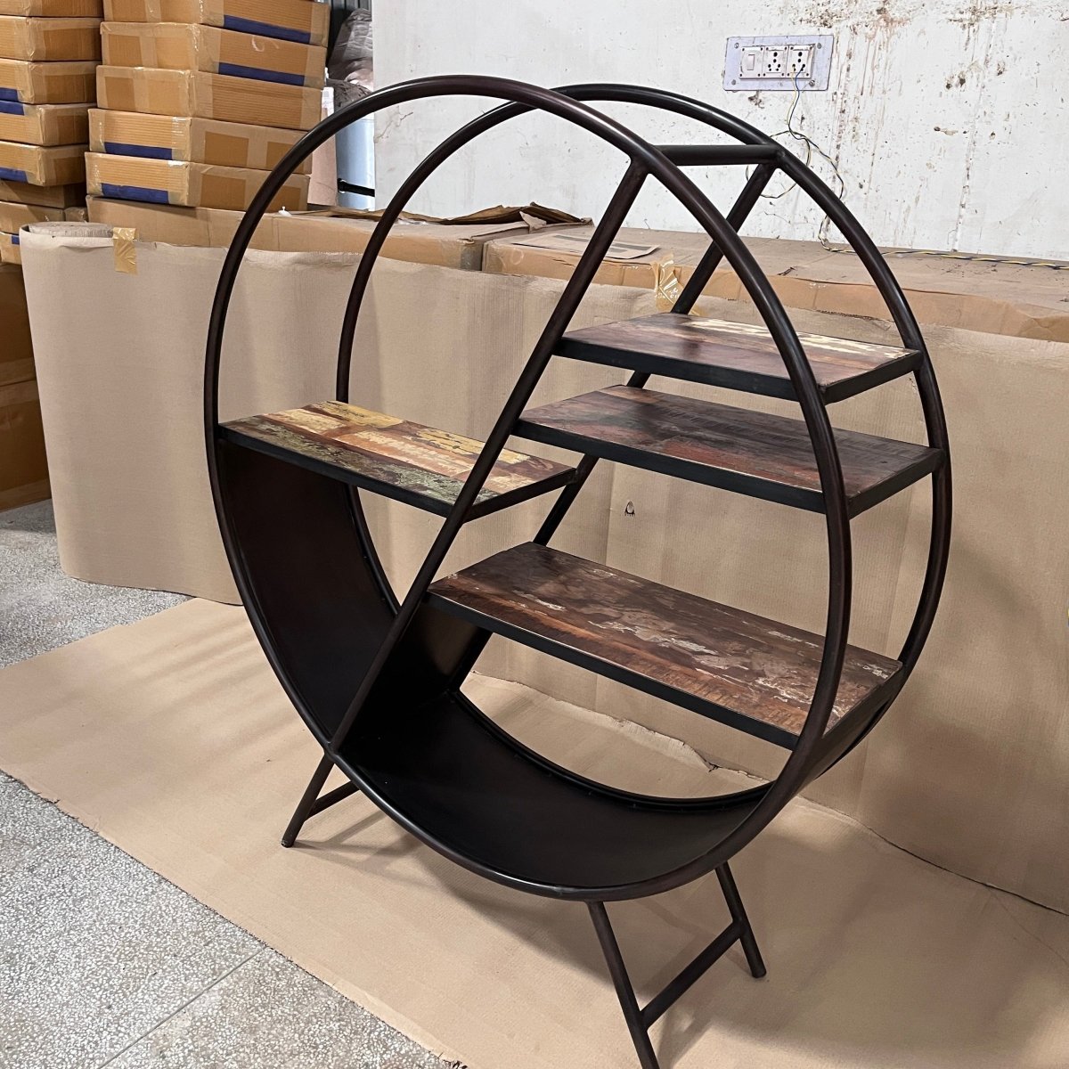 Circular Metal Bookshelf - Rustic Furniture Outlet