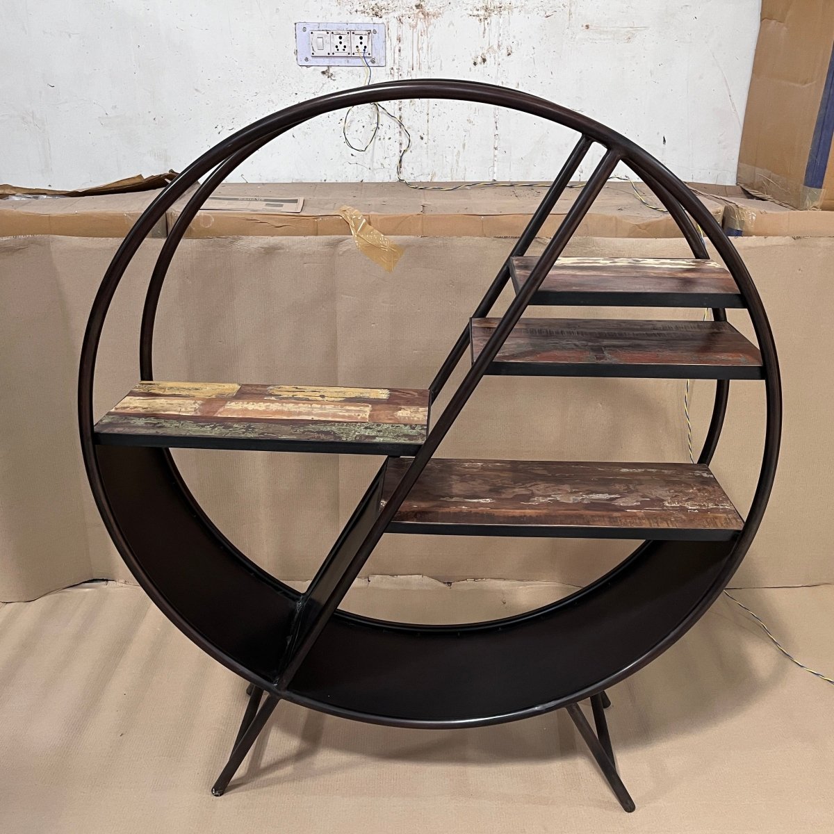 Circular Metal Bookshelf - Rustic Furniture Outlet