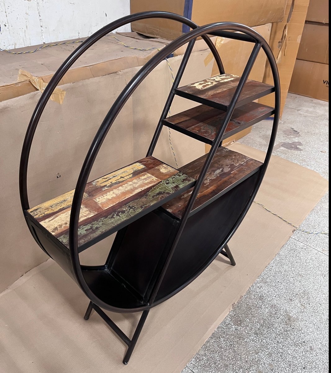 Circular Metal Bookshelf - Rustic Furniture Outlet