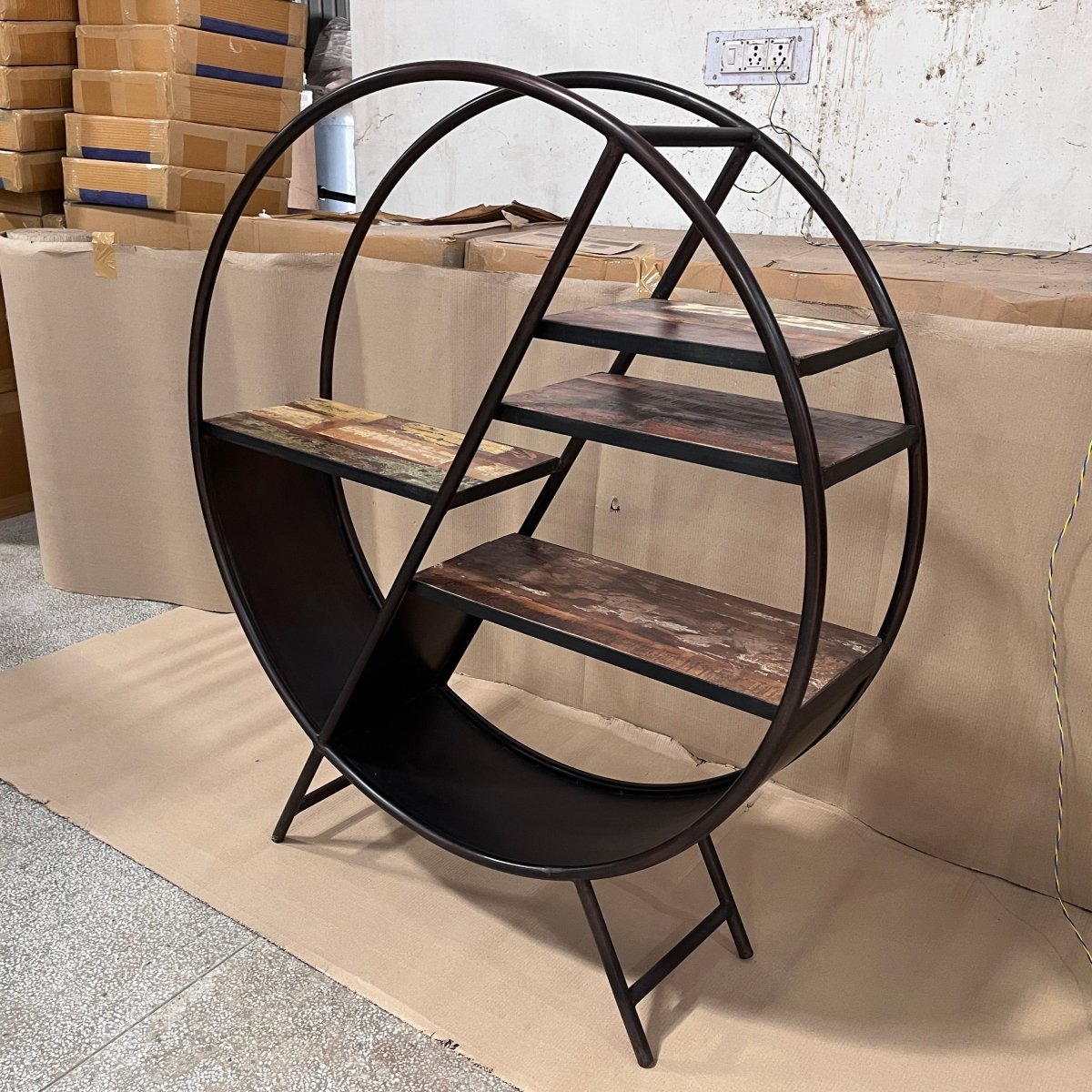 Circular Metal Bookshelf - Rustic Furniture Outlet