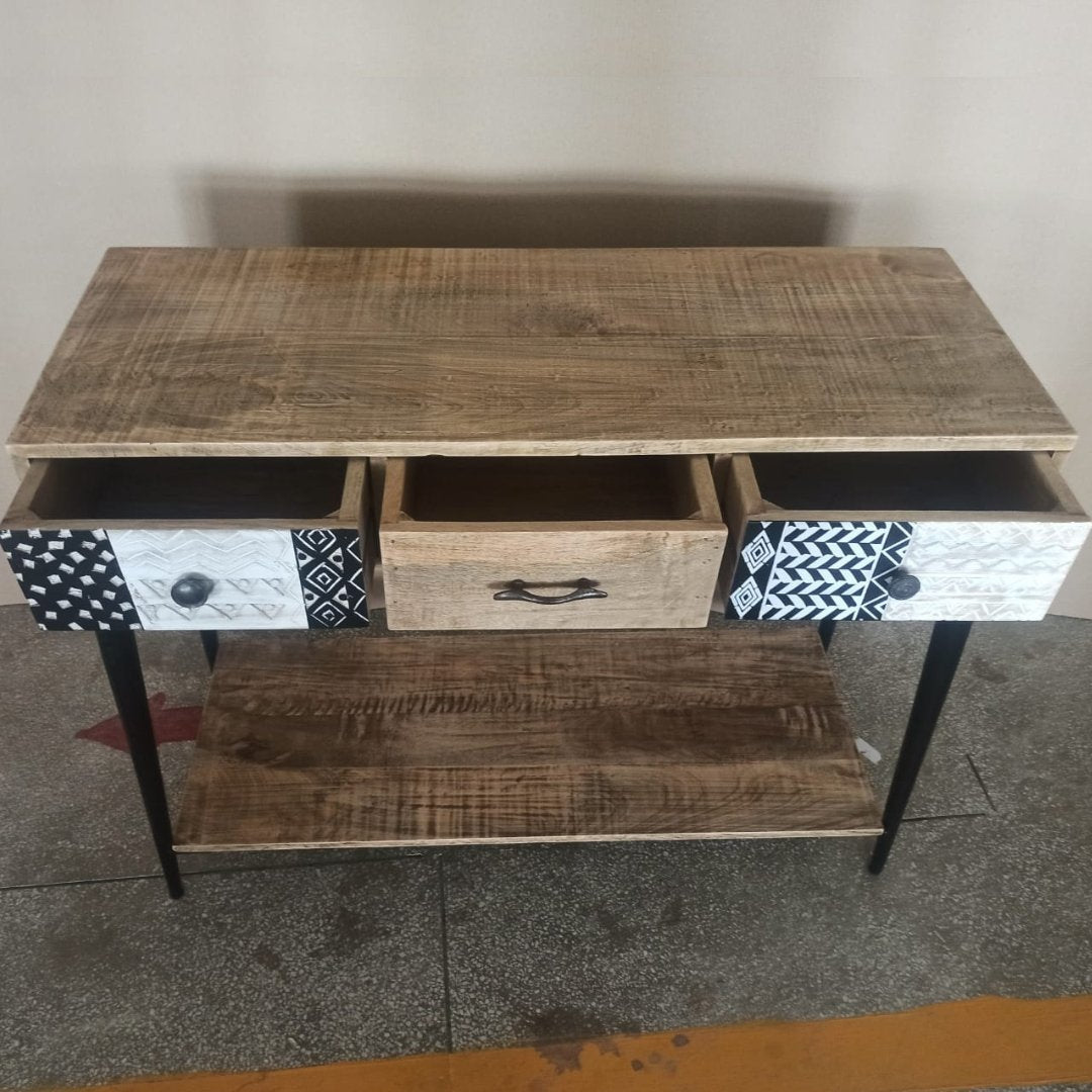 Contigo {3} table console à tiroirs - Rustic Furniture Outlet