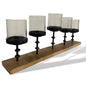 Decorative 5 Glass Votive Candle Holder Centerpiece on wood base - Rustic Furniture Outlet
