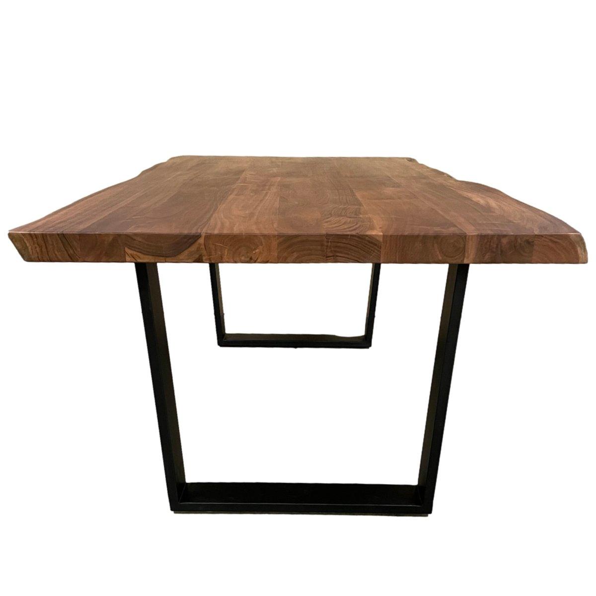 Desa live edge table à manger en bois d'acacia pieds en U noirs - Rustic Furniture Outlet