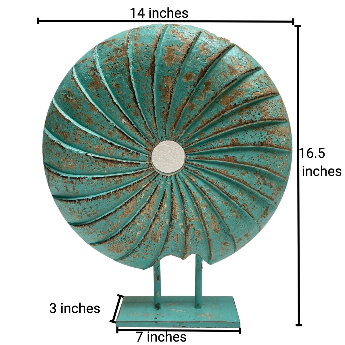Distressed Blue Seashell on Stand - Rustic Furniture Outlet