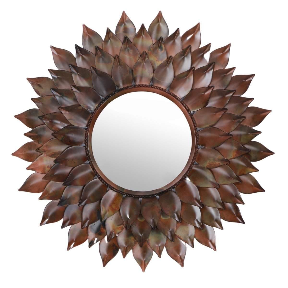 Drody Brass Sunflower Wall Mirror - Rustic Furniture Outlet