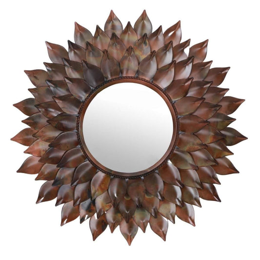 Drody Brass Sunflower Wall Mirror - Rustic Furniture Outlet