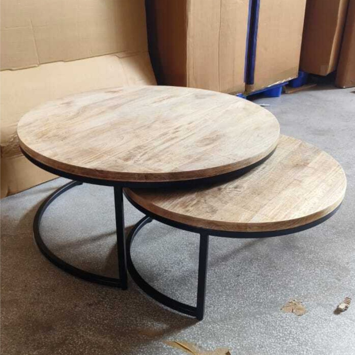 Enri 35 inch round coffee tables (set of 2) - Rustic Furniture Outlet
