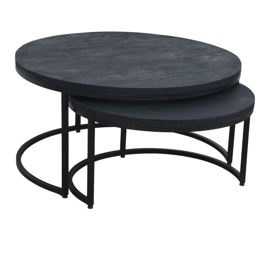 Enri Dark finish Nesting mango wood coffee tables Rustic Furniture Outlet