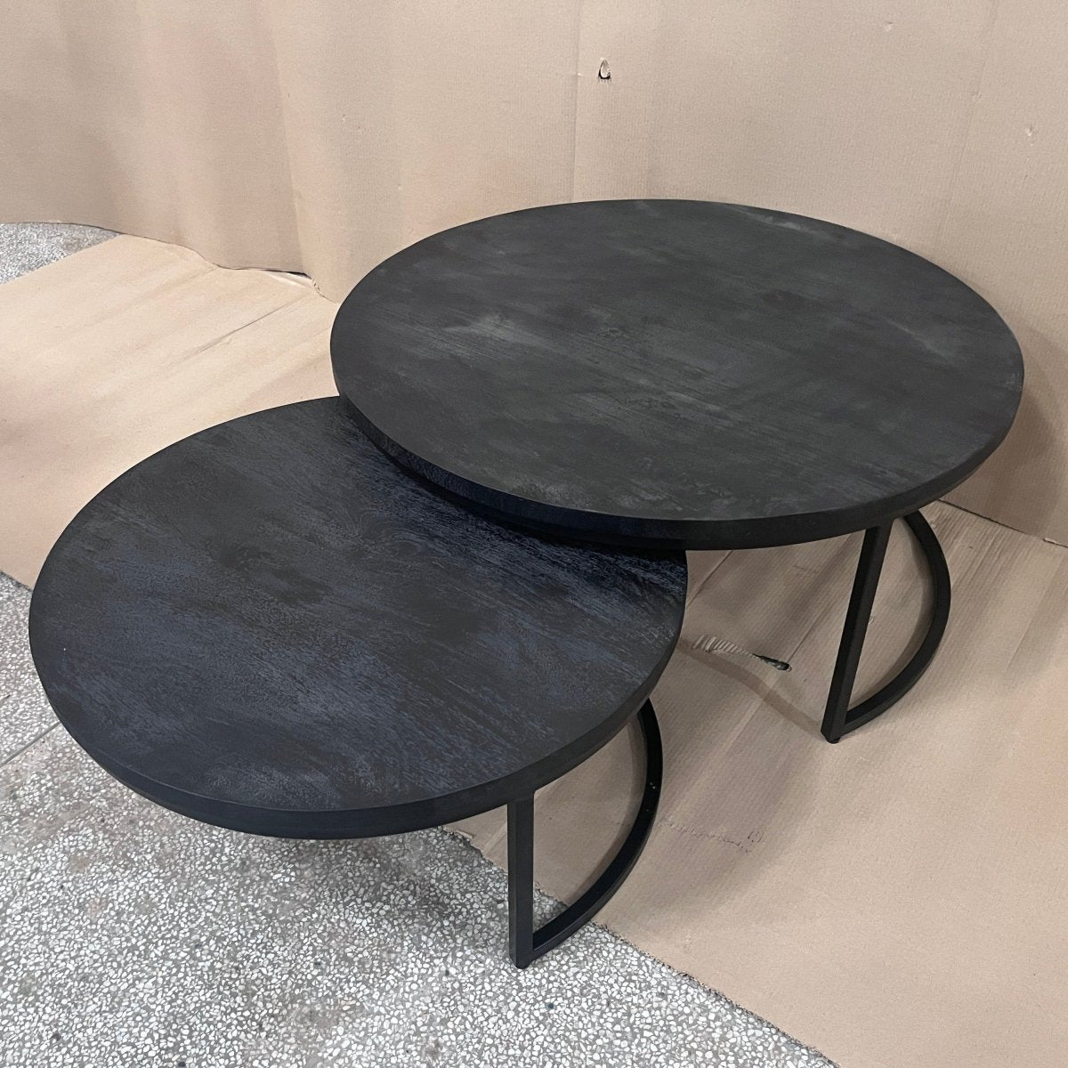 Enri Dark finish Tables basses gigognes en bois de manguier - Rustic Furniture Outlet