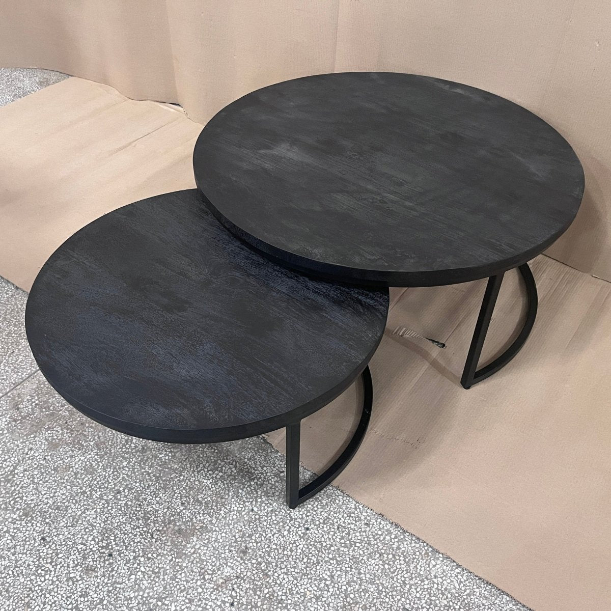 Enri Dark finish Tables basses gigognes en bois de manguier - Rustic Furniture Outlet