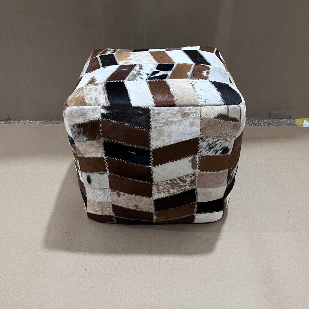 Galaxy cowhide leather pouf ottoman - Rustic Furniture Outlet
