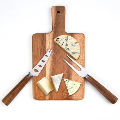 Gift Box Acacia Wood Cheese Cutting Board with Cheese Knife Set - Rustic Furniture Outlet