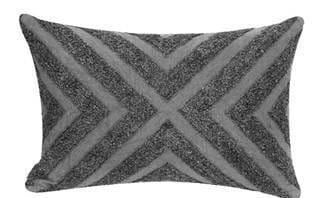 Grey chevron embroidery and stonewash 14 x 22 pillow - Rustic Furniture Outlet