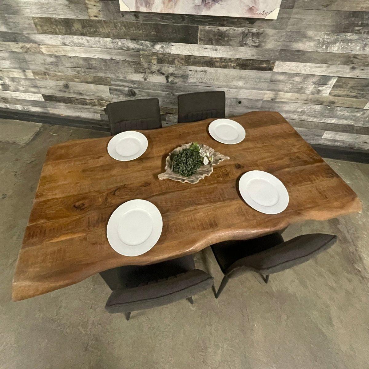 Haynes Walnut Live Edge Mango Dining Table - Rustic Furniture Outlet