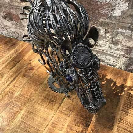 Sculpture de ferraille tête de cheval - Rustic Furniture Outlet