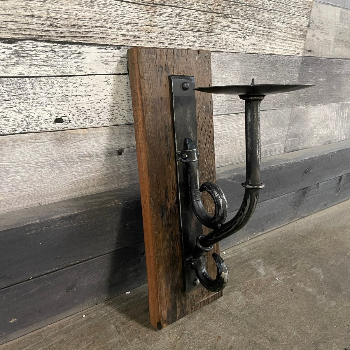 Industrial Reclaimed Wood Wall Sconce Candle Holder - Rustic Furniture Outlet