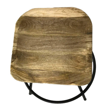 Industrial saddle seat Mango wood counter stool - Rustic Furniture Outlet