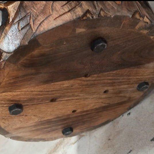 Jungle Mango wood Drum End Table - Rustic Furniture Outlet