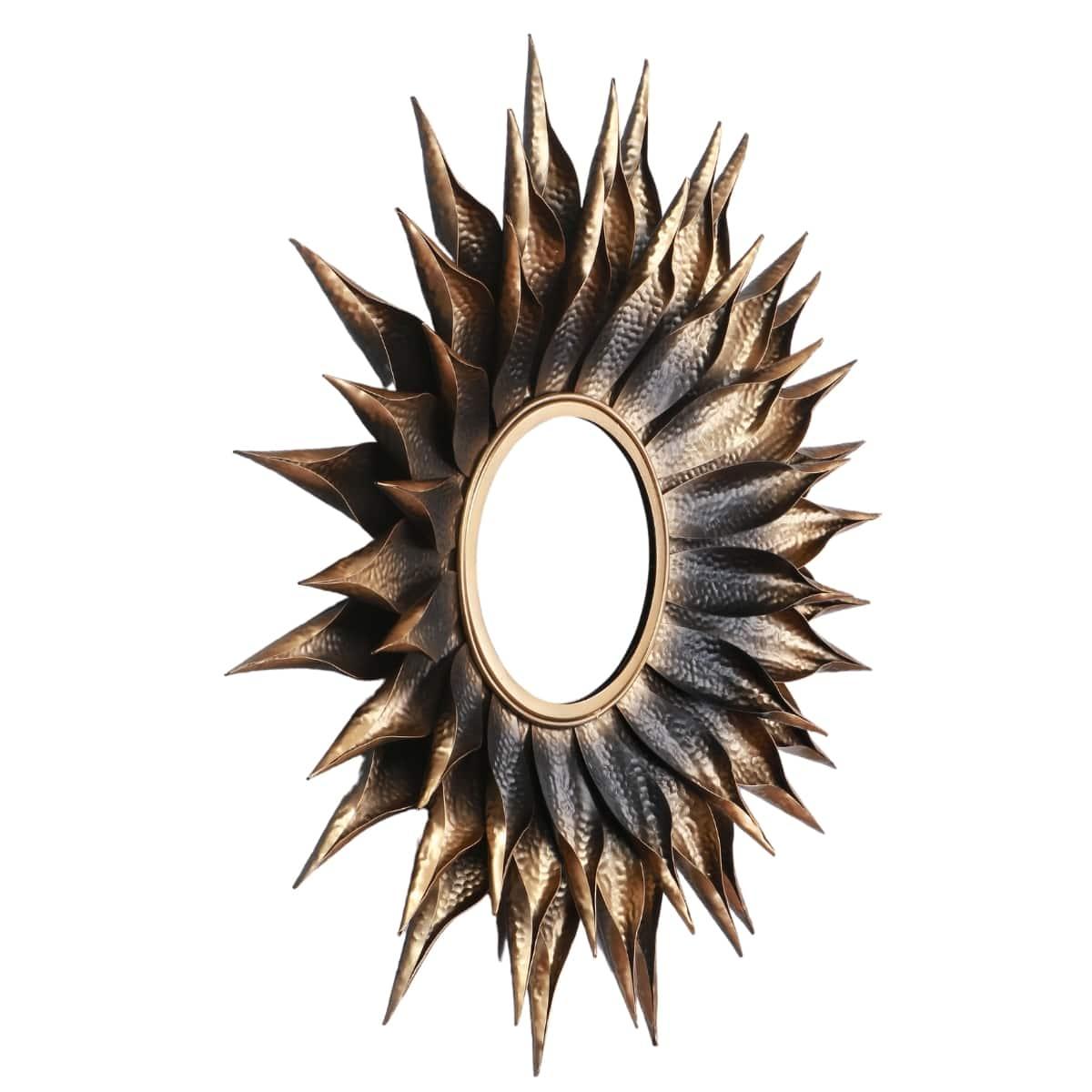 Kaven Round Brass Wall Mirror - Rustic Furniture Outlet