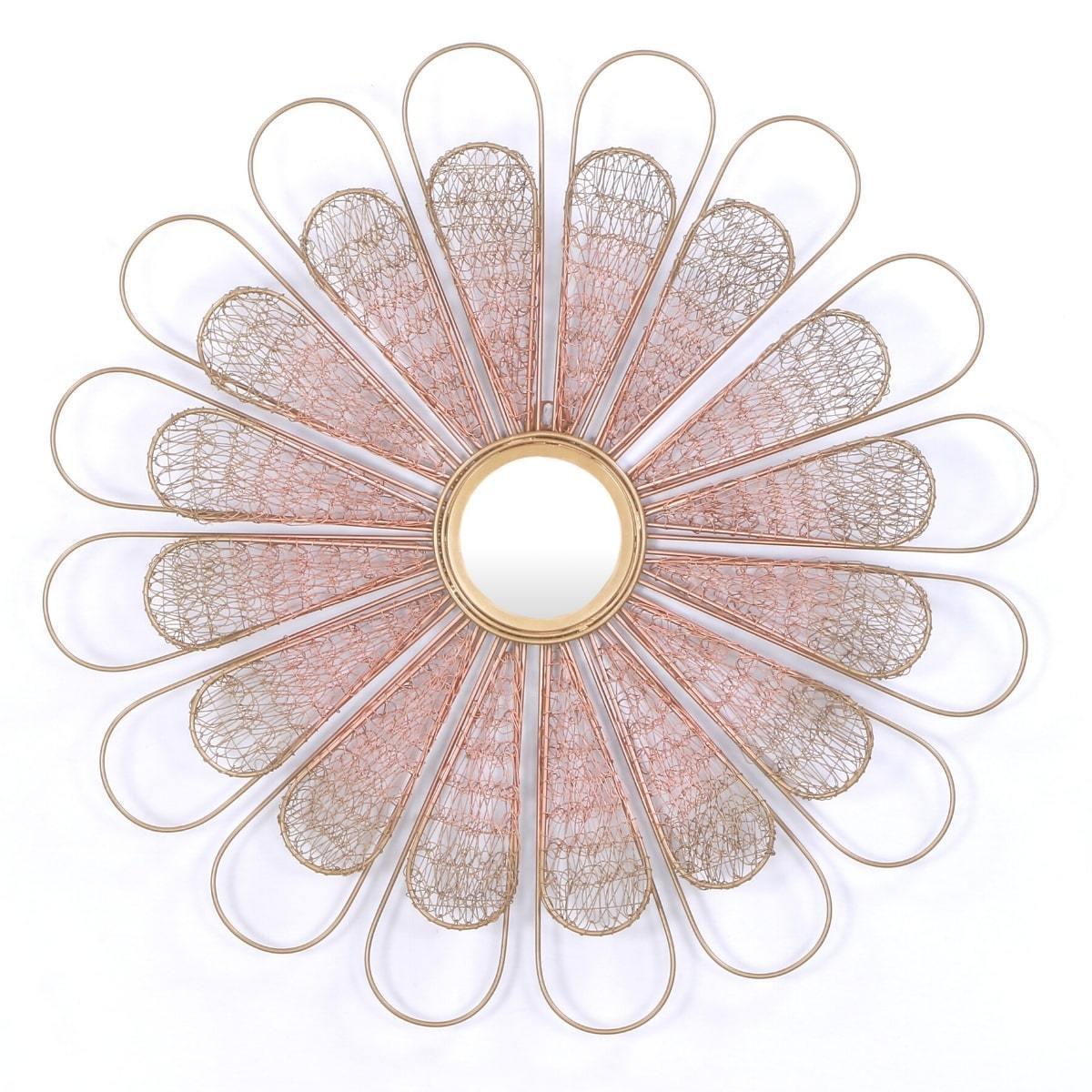 Keleyle Brass Flower Wall Mirror - Rustic Furniture Outlet