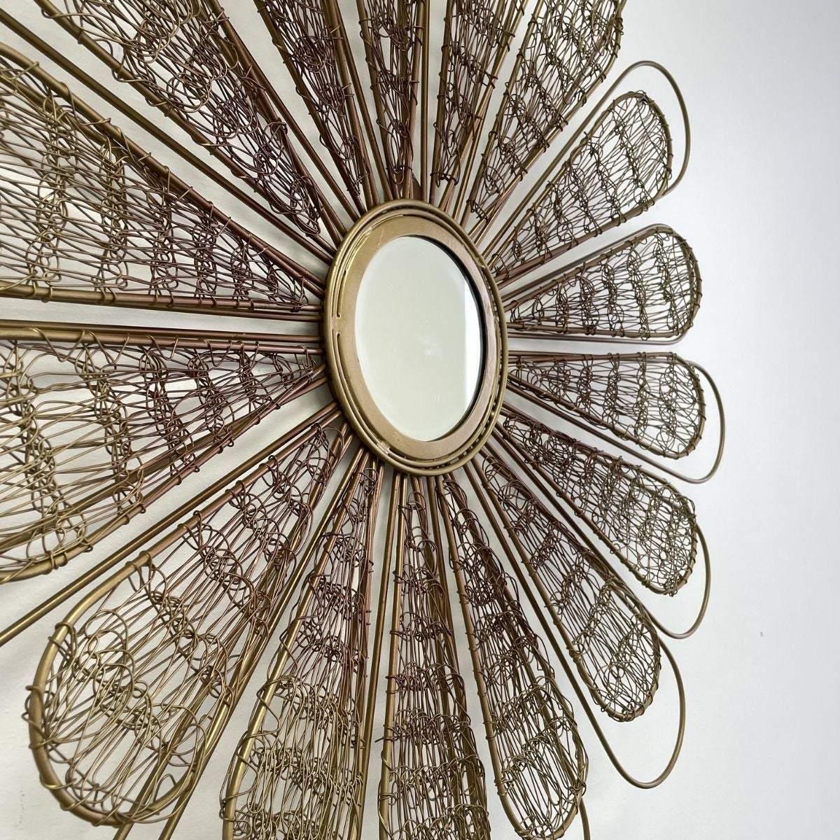 Keleyle Brass Flower Wall Mirror - Rustic Furniture Outlet