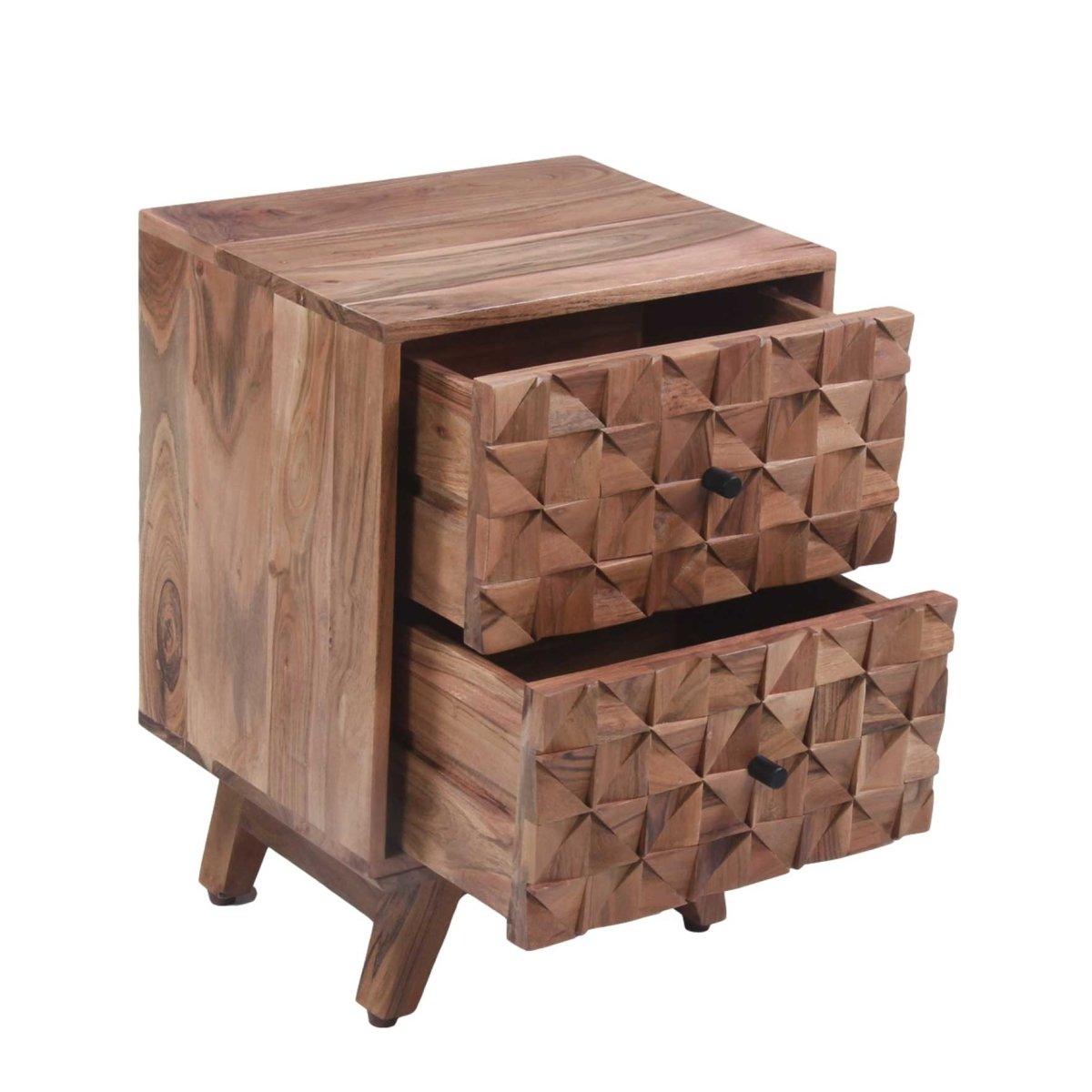 Table de chevet en bois d'acacia du Kenya - Rustic Furniture Outlet