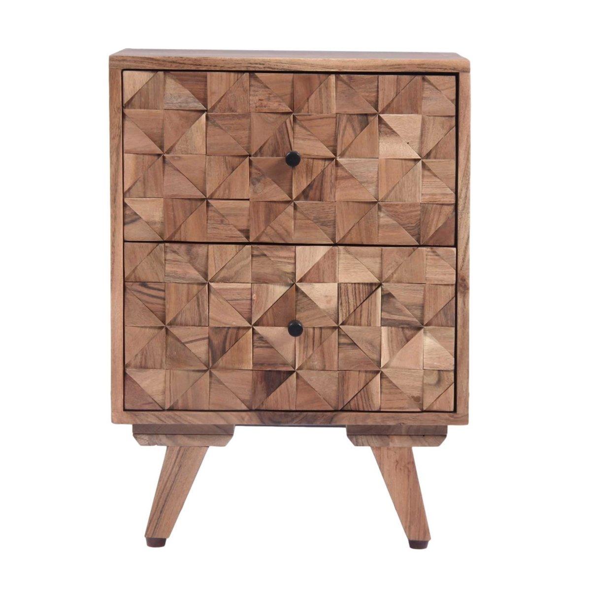 Kenya Acacia wood Nightstand - Rustic Furniture Outlet