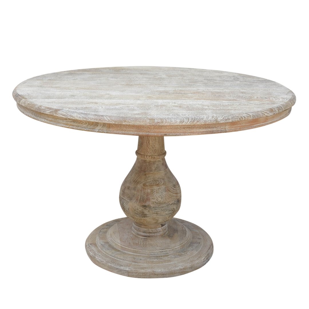 Knolls Table de salle à manger en bois de manguier avec piédestal rond 60 pouces - Rustic Furniture Outlet