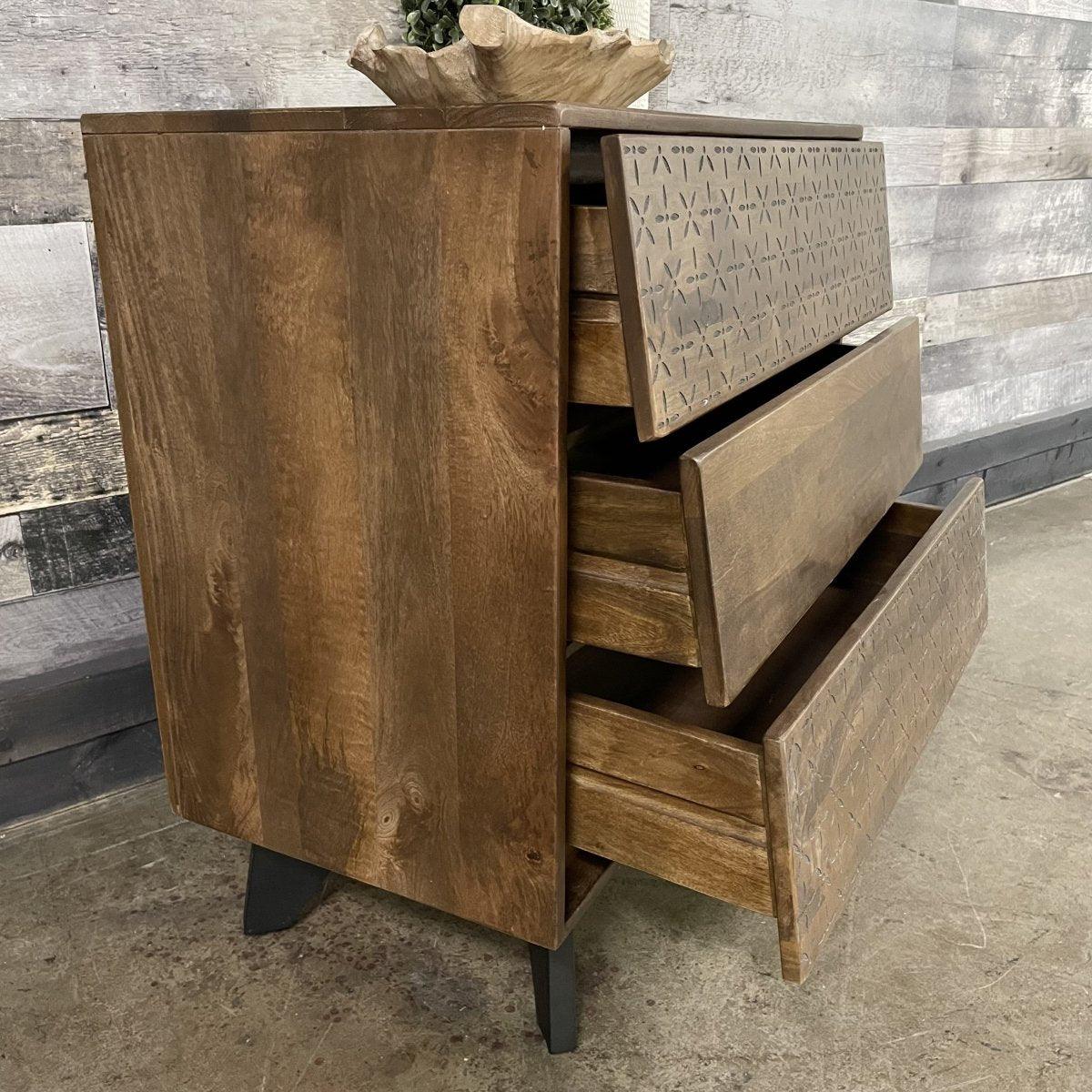 Knox Mango Wood 3 Drawer Dresser - Rustic Furniture Outlet