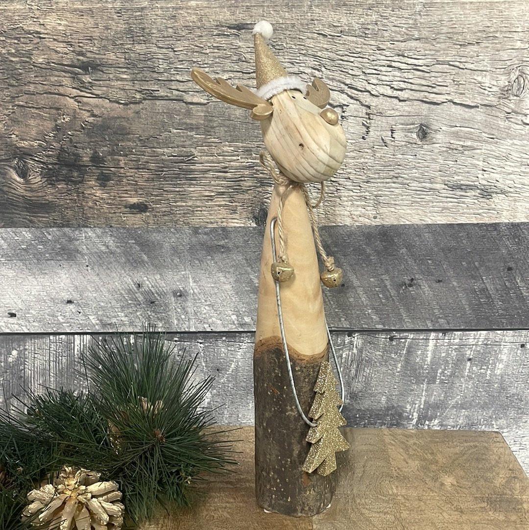 Large Tall wood sitting Xmas deer - Rustic Furniture Outlet