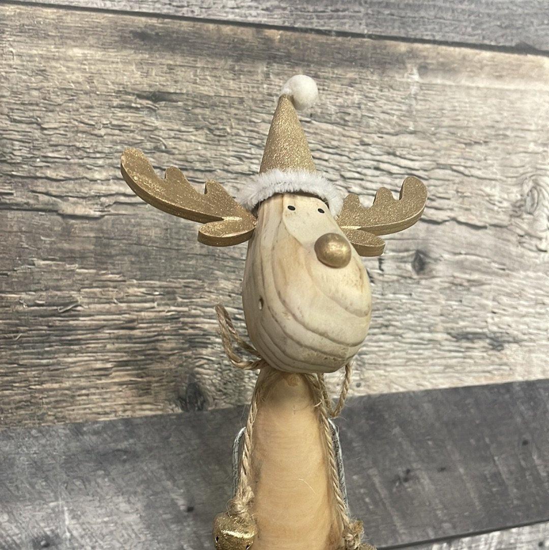 Large Tall wood sitting Xmas deer - Rustic Furniture Outlet