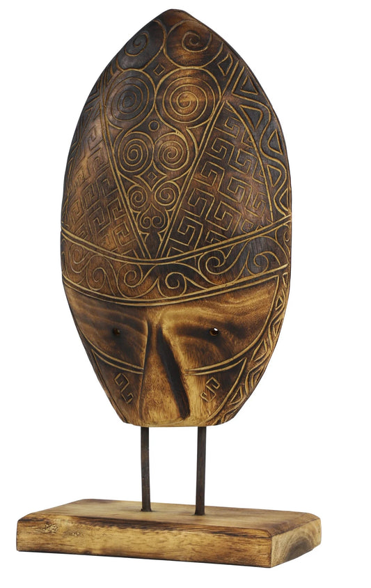 Grand porte-masque tribal en bois de teck - Rustic Furniture Outlet