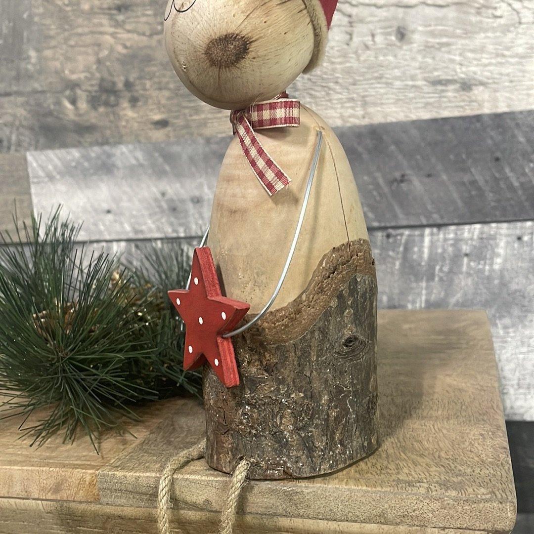 Grand cerf de Noël assis en bois - Rustic Furniture Outlet