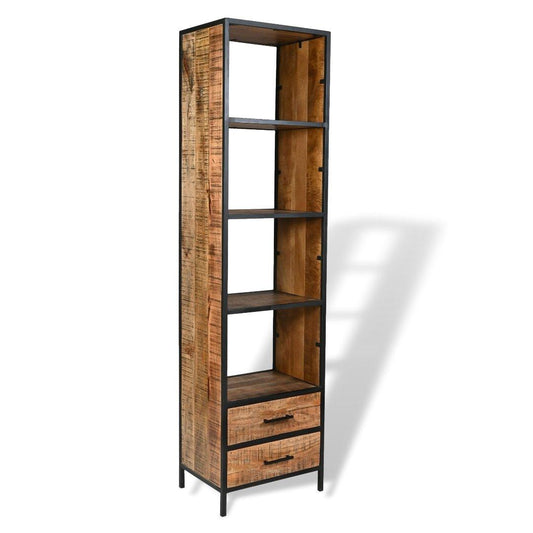 Madone Bibliothèque Slim en manguier avec tiroirs - Rustic Furniture Outlet