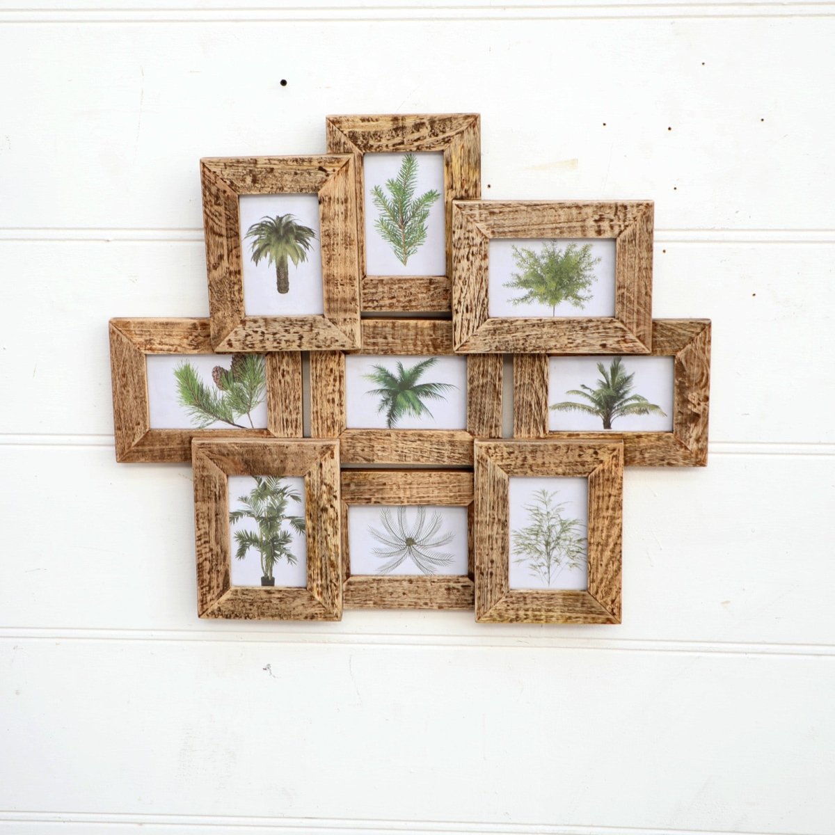 Mango Wood Multi photo frame wall hanging - Rustic Furniture Outlet