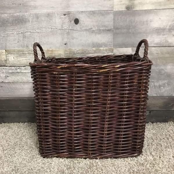 Medium Burgundy Wicker Laundry Basket - Rustic Furniture Outlet