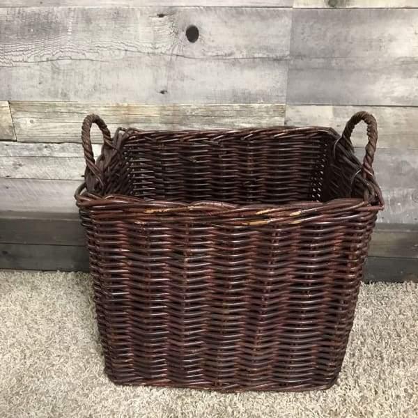 Medium Burgundy Wicker Laundry Basket - Rustic Furniture Outlet