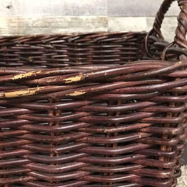 Medium Burgundy Wicker Laundry Basket - Rustic Furniture Outlet