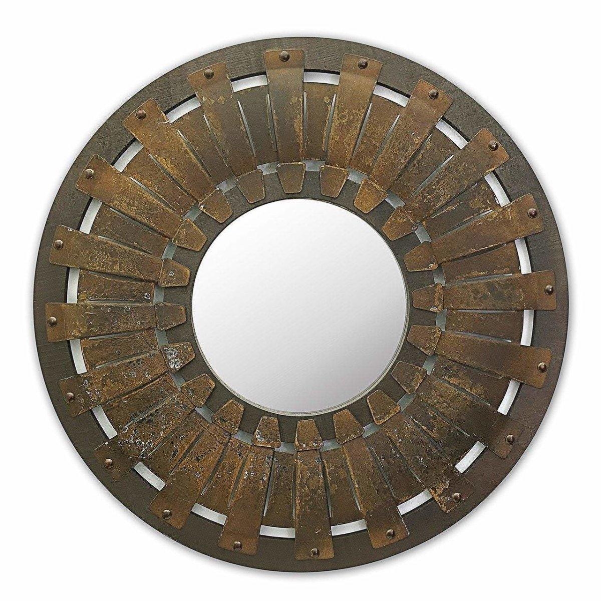 Metal Rustic Round Wall Mirror - Rustic Furniture Outlet