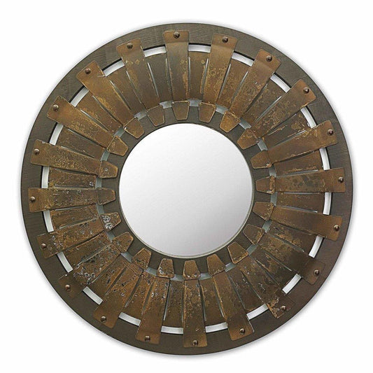 Metal Rustic Round Wall Mirror - Rustic Furniture Outlet