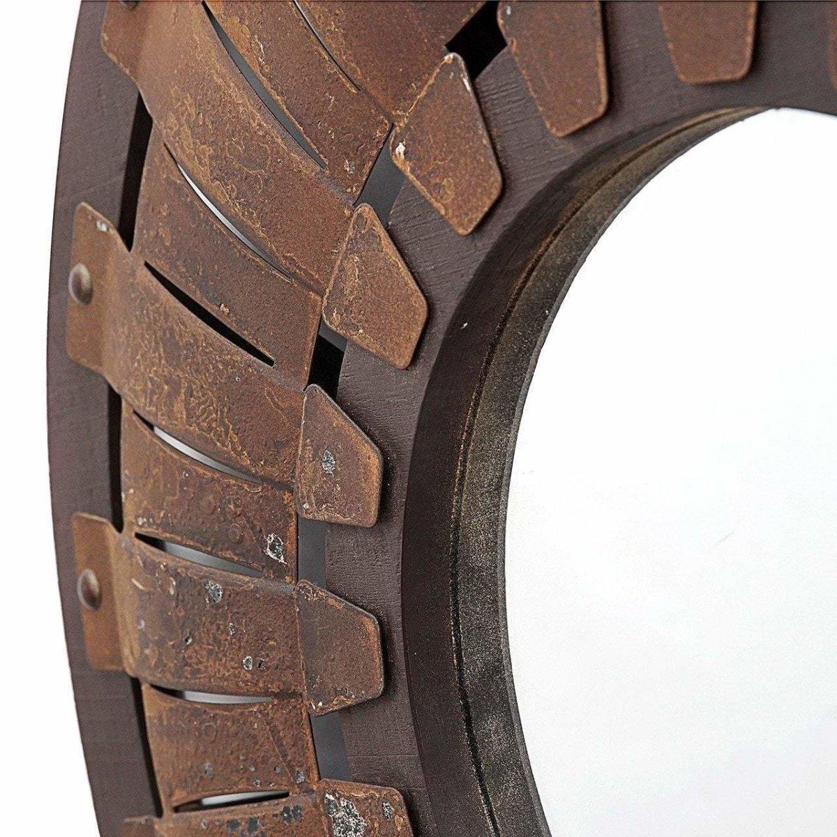 Metal Rustic Round Wall Mirror - Rustic Furniture Outlet