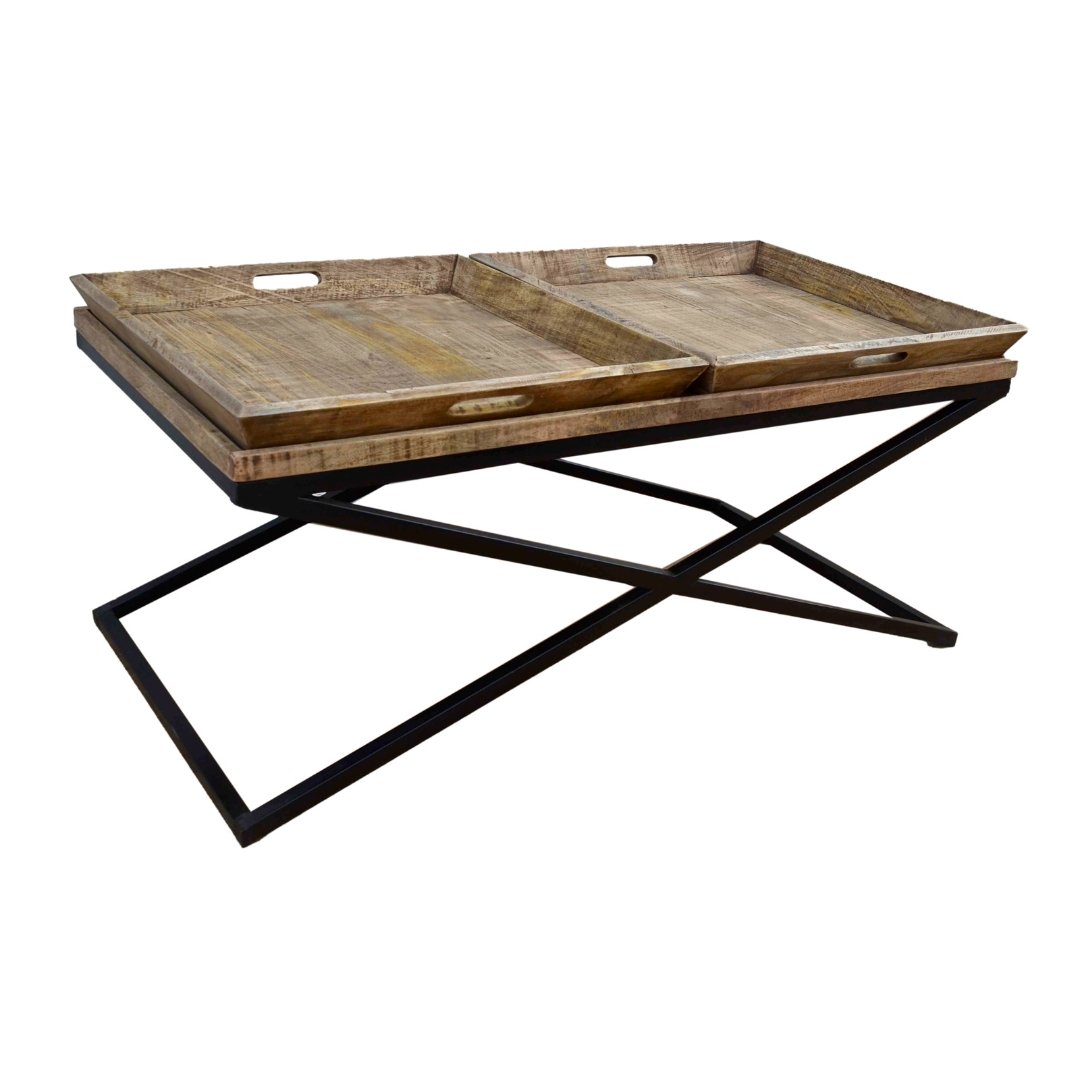 Milgram Coffee Table with removable Trays - Rustic Furniture Outlet
