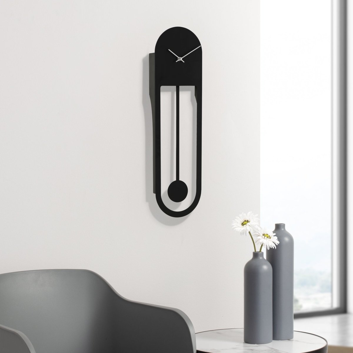 Horloge Murale à Pendule Ovale Moderne - Rustic Furniture Outlet