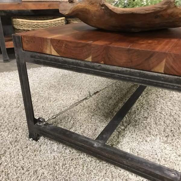Monroe Industrial acacia coffee table - Rustic Furniture Outlet