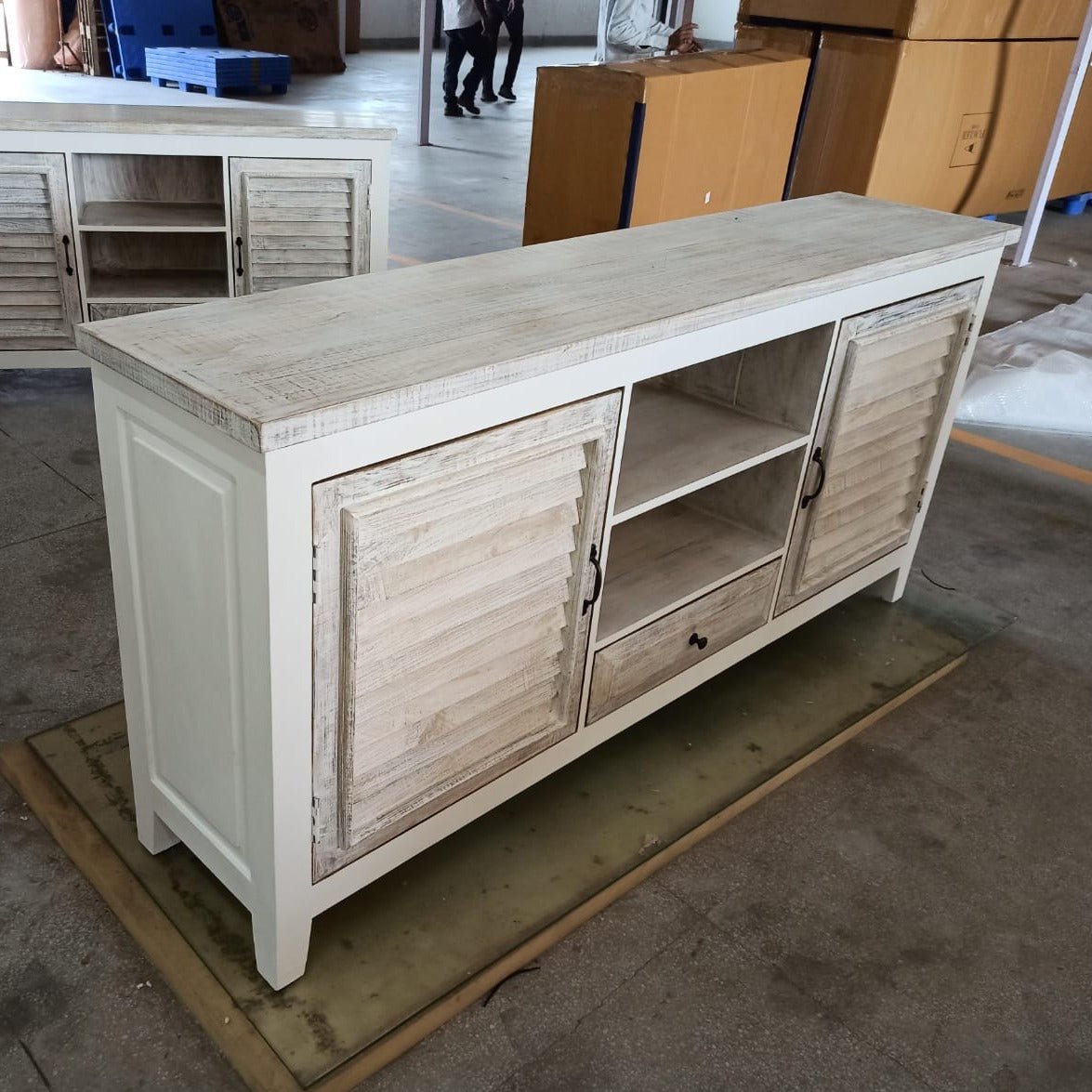 Montauk 72 inch 2 door shutter board sideboard - Rustic Furniture Outlet