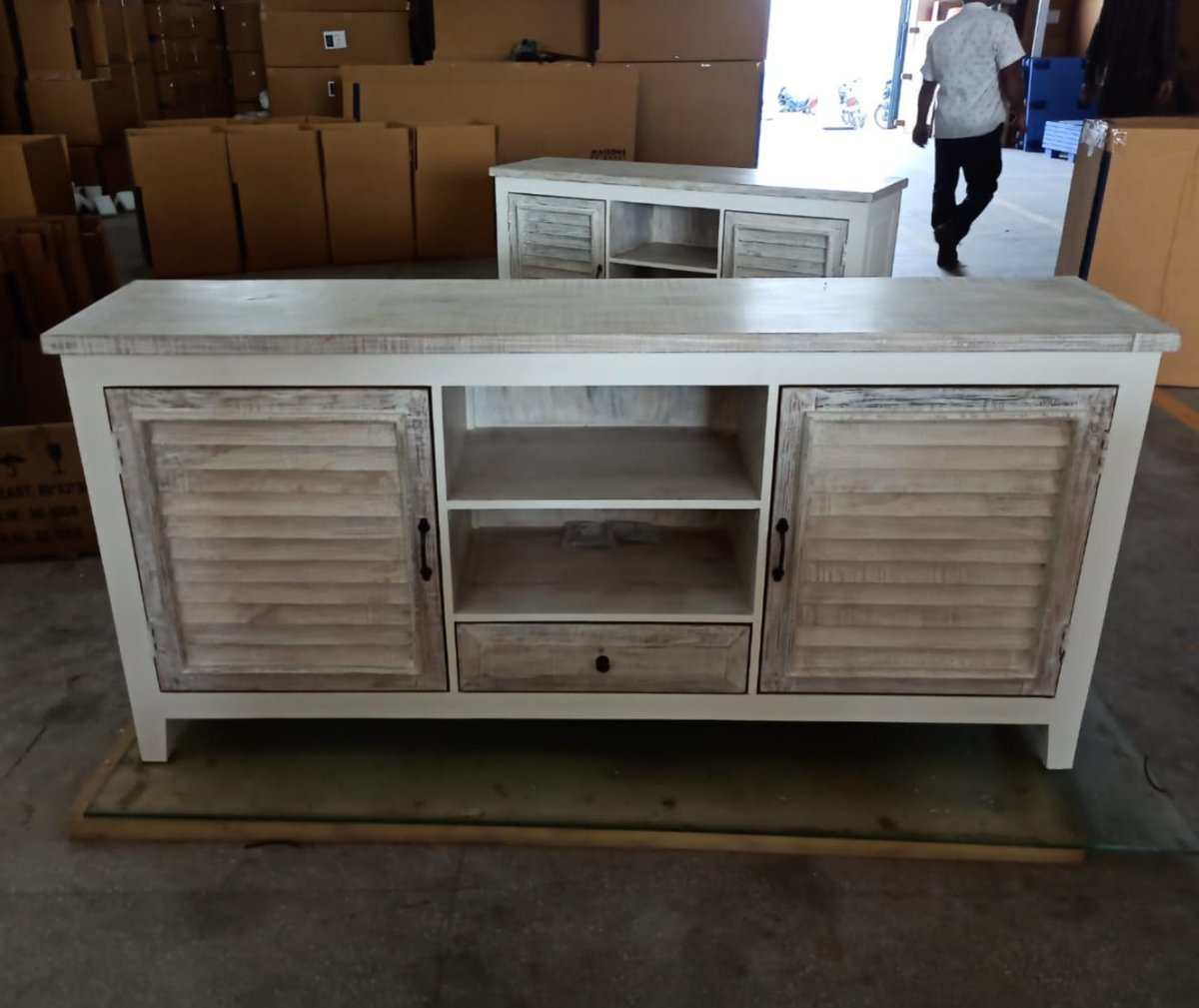 Montauk 72 inch 2 door shutter board sideboard - Rustic Furniture Outlet