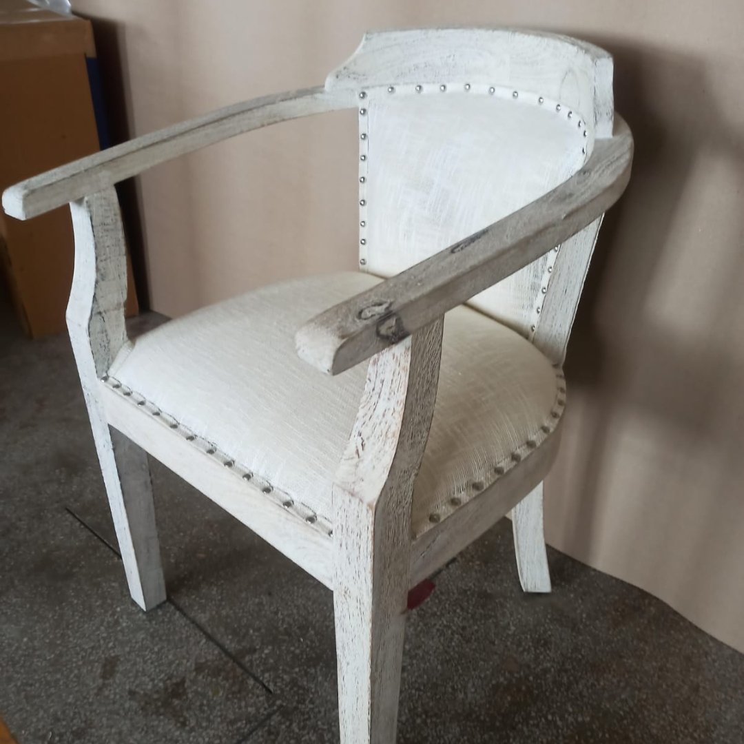Montauk Distressed Cream accent chair - Rustic Furniture Outlet