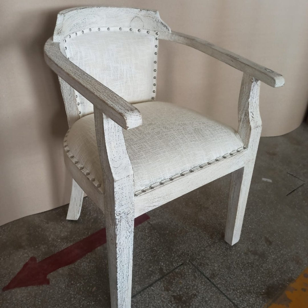 Montauk Distressed Cream accent chair - Rustic Furniture Outlet