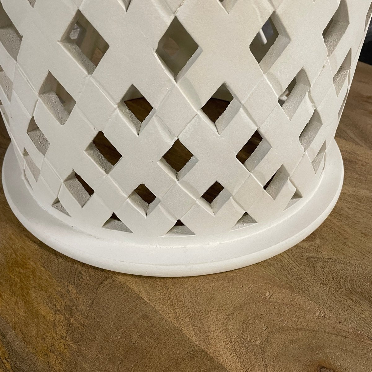 Montauk White mango wood round end table - Rustic Furniture Outlet